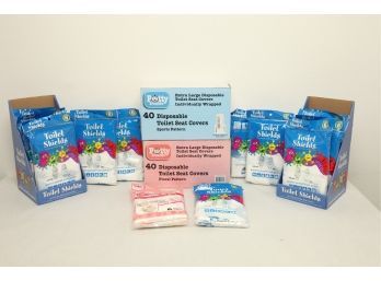 16 (6) Packs Of Toilet/potty Shields & 2 Boxes Of 40 Individually Wrapped Covers
