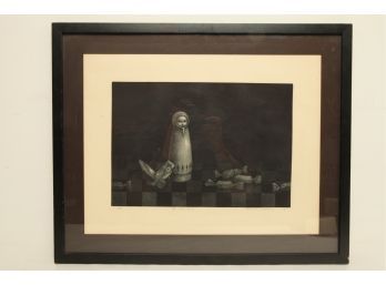 Vintage Signed & Numbered Etching By Nobuo Sato Titled 'Salt Shaker & Candy' No. 20/50