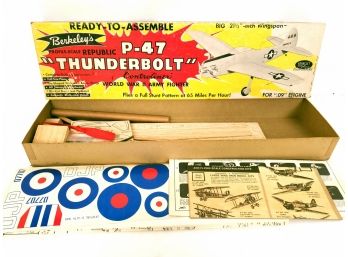Berkeley's P-47 Thunderbolt Wooden Model Plane In Box