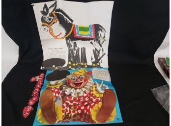 Vintage Pin The Tail On The Donkey And Nose In The Clown Paper Party Games