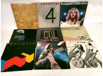 Mixed Lot Of 9 Vinyl Rock Records, Chicago, Aerosmith, Ted Nugent, More.
