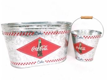 2 Modern Coca Cola Galvanized Style Cans