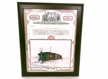 New York New Haven Hartford Railroad Stock Certificate In Framed Display