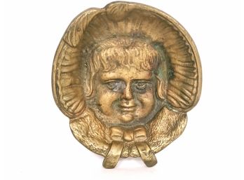 Brass Trinket Tray With Girls Face