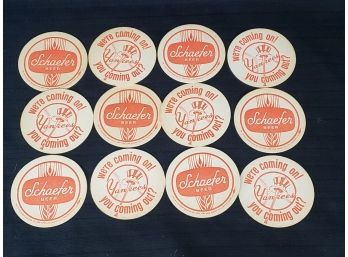 Group Of 12 1960s NY Yankees Schafer Beer Bar Coasters