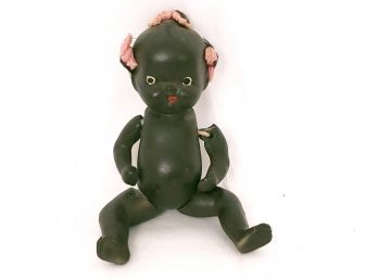 4 1/2' Black Americana Bisque Ceramic Baby Made In Occupied Japan