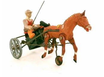 Antique DGM  German Key Wind Horse And Jockey Toy