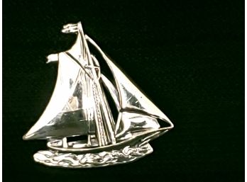 Tall Ship Sailboat Sterling Silver Pin Brooch