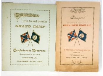 1894 And 1901 Confederate Veterans Civil War Banquet Programs Grand Camp