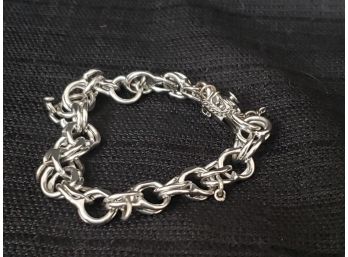 7' Long Sterling Silver Charm Bracelet 28 Grams