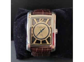 Very Nice Mens Stuhrling Original Watch With Leather Band - New Battery Works Great