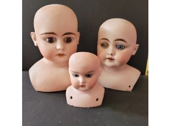 Lot Of 3 Antique Porcelain Doll Heads