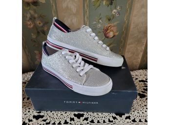 Tommy Hilfiger Silver Glitter Basketball Sneakers - Size 6.5-7.0