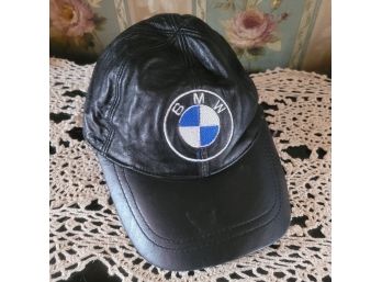 BMW Black Leather Baseball Cap