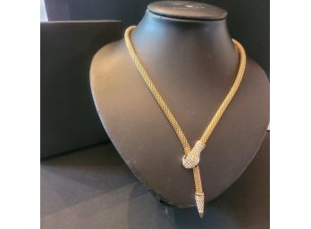 NEW WITH TAG Gold & Rhinestone Snake Necklace By Christian Siriano -