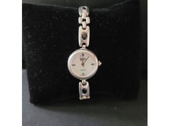 Badavici Sterling Silver Ladies Watch With Faceted Gemstones .7 Ozt