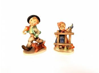 2 Hummel Figurines 'strolling Along' And 'signs Of Spring'