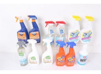12 Bottles Of Misc. Spray Cleaners All New Bathroom Kitchen