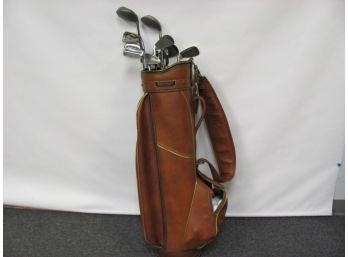 Golf Clubs With Vintage Spalding Bag