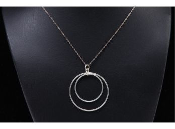 Sterling Double Circle Pendant Necklace