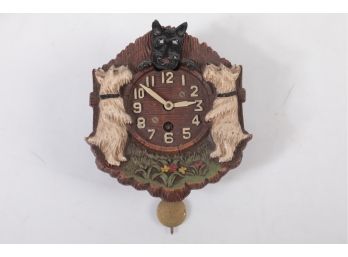 Lux Pendelette Clock- Scotty Dogs - Black Face