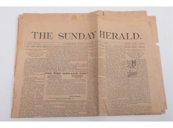 Aug 5, 1888 The Sunday Herarld Newspaper - Waterbury, CT