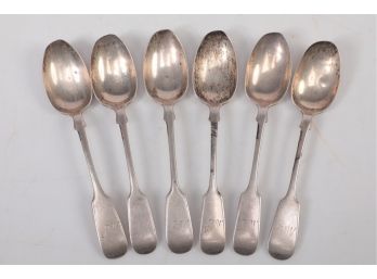 Six Sterling Silver Spoons By JW And Co, Newcastle, Circa 1835