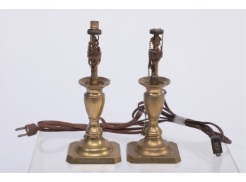Pair Bradley & Hubbard Brass Candlesticks Professionally Converted To Electric
