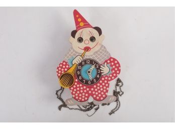 Early 1900's German Clown Clock Eith Moving Eyes Movement