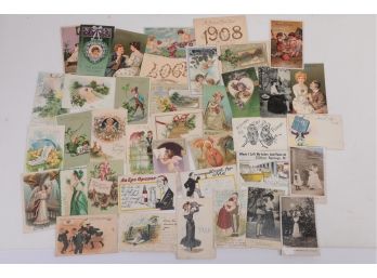 Grouping Early 1900's Postcards Including Holidays And Comic