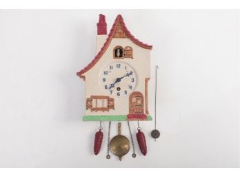 Large Lux Pendelette Clock- House With Blue Bird