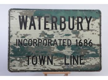 Late 1800's Early 1900 Wood Waterbury Sign