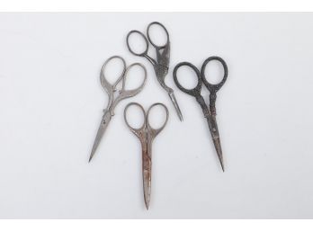 4 Sewing Scissors Victorian To Early 1900