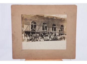 Early 1900's Large Cabinet Photograph Of Waterburry Connecticut Plant & Crew