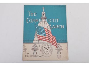 1911 Sheet Music 'The Connecticut March' Published Johnson & Nassan Waterbury Connecticut