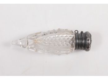 Late 1800's Clear Cut Crystal Perfume With Loop For Attaching To A Chatelaine