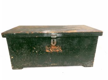 1939 Signed Dated Large Wooden Toolbox Chest