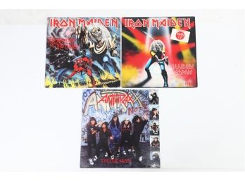 3pc Vinyl Record Lot Iron Maiden And Anthraxx