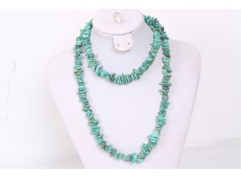 34' Long Real Turquoise Ladies Necklace