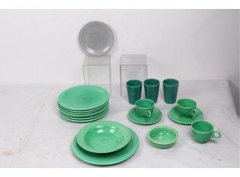 Group Of  Green And Grey  Fiesta Ware