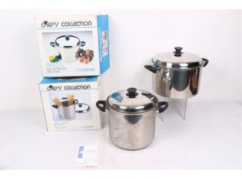 2 Estia Gourmet 12 Qt And 10 Qt Stainless Steel Cooking Pots New In Boxes