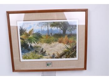 1986 Louisiana Wildlife Federation Stamp Print By John P. Cowan Signed And Numbered
