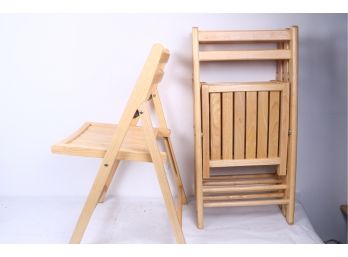 Set Of 4 Matching Wood Good Quality Folding Chairs