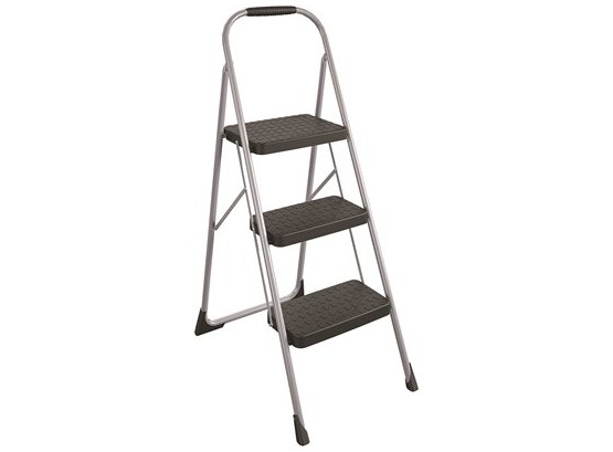 Cosco 3-Step Steel Big Step Stool Ladder With Large Front Feet And Grip With 200 Lbs. Load Capacity
