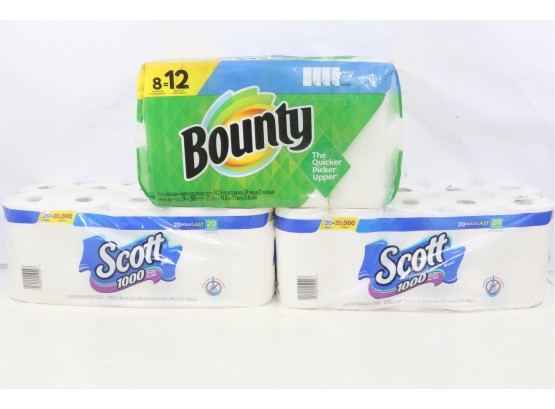 Scott 1000 Sheets Per Roll, 20 Rolls, Bath Tissue Includes Bounty Paper Towels