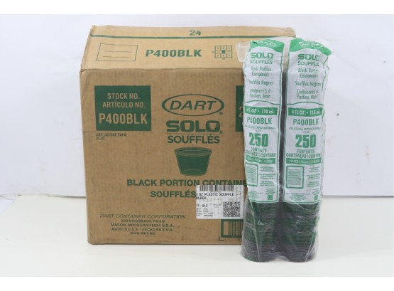 10 Bags Of Dart Solo Polystyrene Portion Cups, 2oz, Black, 250/Bag,