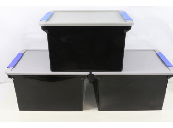 3 Storex Letter/Legal Tote Storage Box - Internal Dimensions: 15.50' Length X 12.2 Black