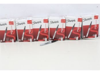 6 Boxes Of Sharpie Permanent Markers, Fine Point, Black, 36 Count