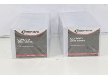 2  Innovera CD/DVD Polystyrene Thin Line Storage Case Clear 50/Pack