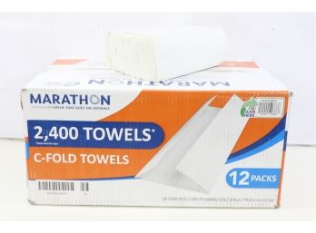 12 Packs Of  Marathon C-fold Paper Towels, 1-ply, 10 X 13, White 200 Towels Per Pack